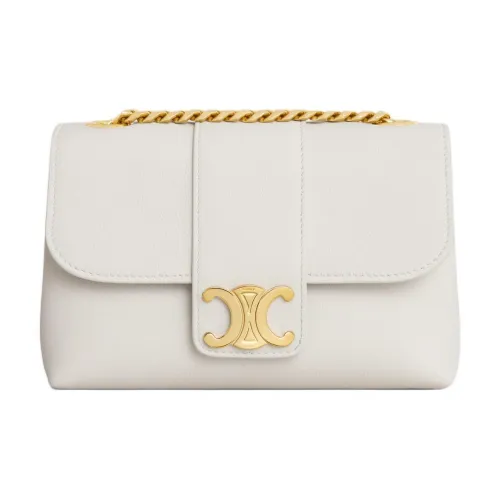 CELINE Victoire Телячья кожа Сумка через плечо Сумка на плечо Мини Женская Бежевая