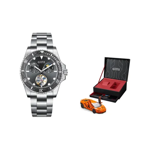 BONEST GATTI Автоматический Механический Механизм Нержавеющая Сталь Ремешок Мужские Часы Черный Циферблат