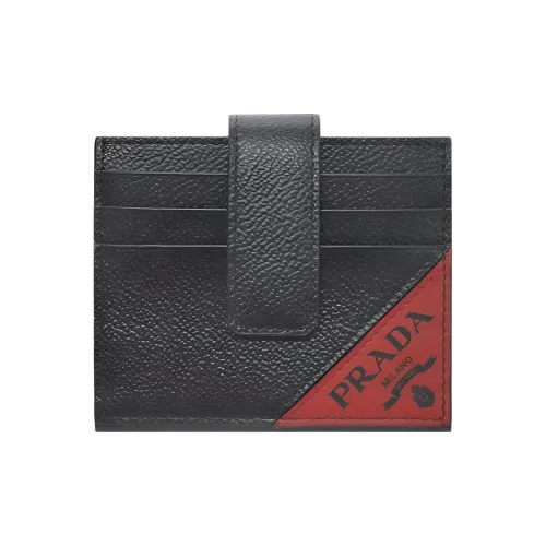 PRADA Телячья кожа Держатель для карт Женский Черный Красный