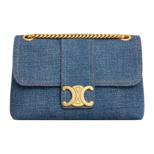 CELINE Victoire Деним Сумка через плечо Сумка на плечо Средняя Женская Синяя