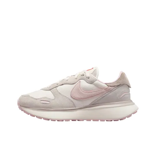 Nike Phoenix Waffle Амортизация Низкий Топ Повседневные Беговые Кроссовки Женские Серый Белый Розовый