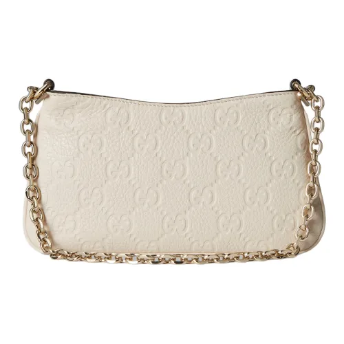 GUCCI GG Emblem Кожа Сумка на плечо Экстра мини Женская Айвори Белый