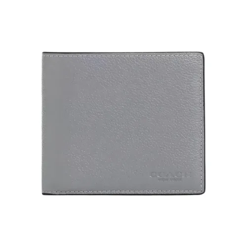 COACH Гладкая Телячья Кожа Кошелек Мини Мужской Серый Синий