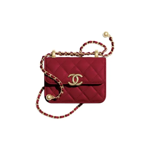 CHANEL WOC Small Gold Ball Телячья кожа Сумка через плечо Маленькая Женская Бургунди