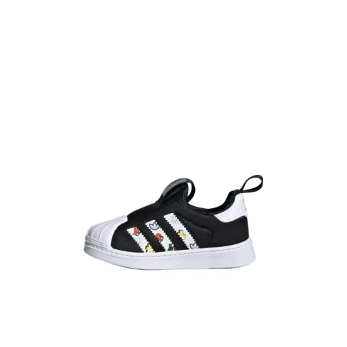 Adidas Originals SUPERSTAR 360 Устойчивая к истиранию Низкая Обувь для малышей Черная Белая для малышей и детей младшего возраста