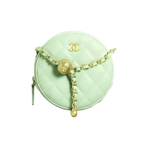 CHANEL Sheepskin Маленький Round Cake Сумка с цепочкой Сумка через плечо Сумка на плечо Женская Мятно-зеленая
