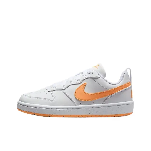 Nike Court Borough Slip Resistant Abrasion Resistant Низкий Топ Детские Скейтбординги Белый Оранжевый