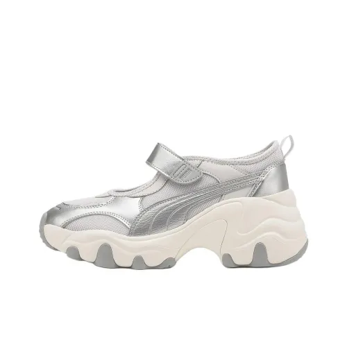PUMA Pulsar Wedge Low Топ Кэжуал Женский Серый Серебряный