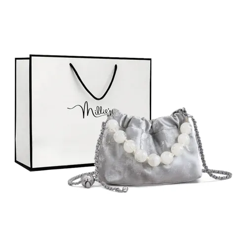 MILLIE'S Корова Кожа Ведрообразная Сумка Сумка на плечо Сумка через плечо Сумка стандартная Women's Silver