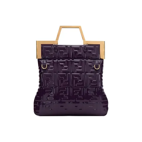 FENDI Лакированная кожа Тоут Сумка Сумка для покупок Сумка через плечо Сумка Маленькая Женская Фиолетовая