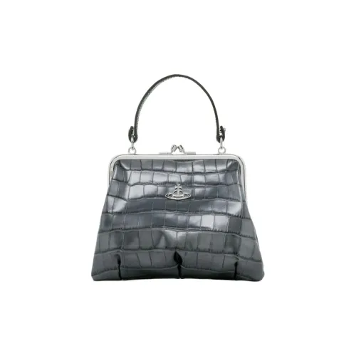 Vivienne Westwood Granny Frame Кожа Одно Плечо Сумка Женская Углеродно-Серый