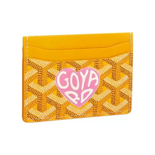 GOYARD Saint Sulpice Холст Телячья кожа Держатель для карт Держатель для карт Унисекс Желтый Розовый Маленькое сердце