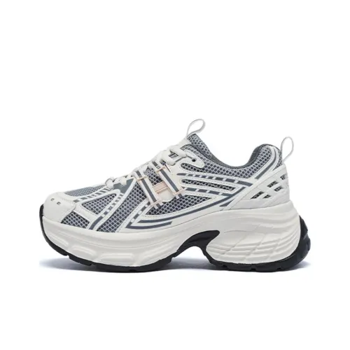 AGSDON Низкий топ толстая подошва кроссовки женские серо-бежевые