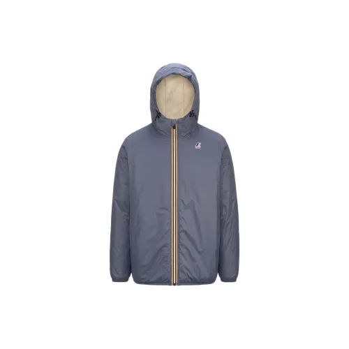 K WAY Хлопковый пуховик унисекс серый синий