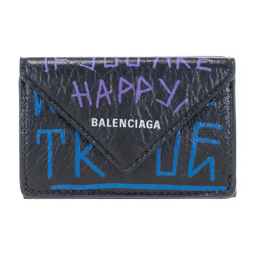 Balenciaga Papier Кожа Монетница Держатель для карт Кошелек Мини Унисекс Черный