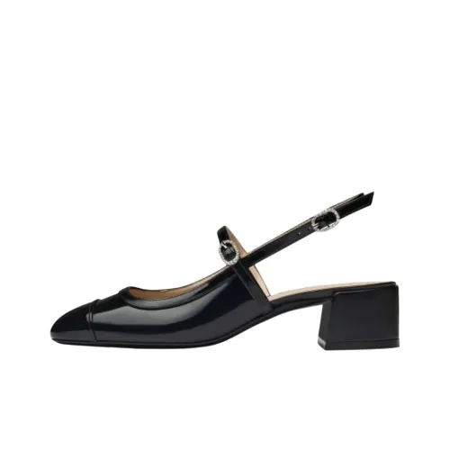 Stuart Weitzman SW MAEVE Кристальный Грубый Каблук Высокие Каблуки 3,5 см Женские Черный