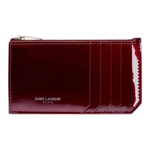 SAINT LAURENT Париж Телячья кожа Держатель для карт Женские Красный