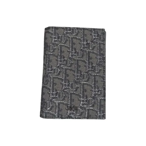 DIOR Вышивка Лоскутная ткань Держатель для паспорта Унисекс Серый