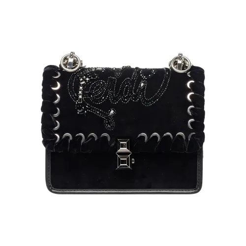 FENDI Kan I Сумка через плечо из коровьей кожи маленькая женская сумка черного цвета