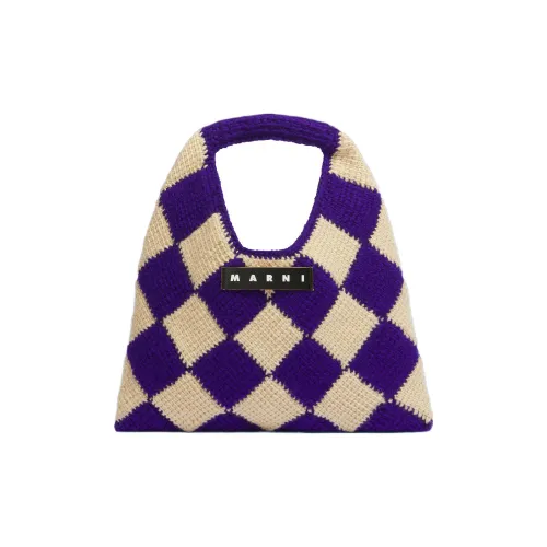 MARNI Акриловая трикотажная ткань Корзина Сумка Сумка Средний Женский Фиолетовый и Бежевый