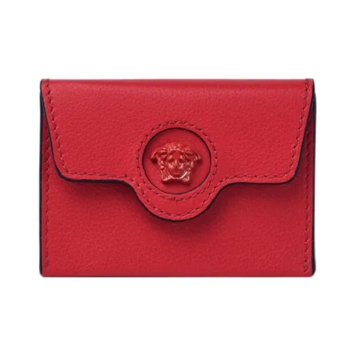 VERSACE La Medusa Телячья кожа Кожа Держатель для карт Женские Красный