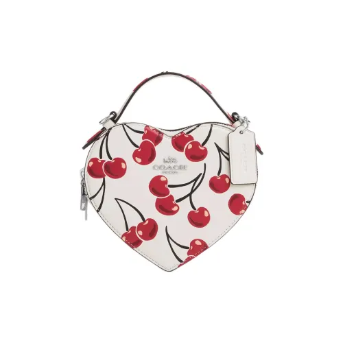 COACH Гладкая кожа сумка в форме сердца через плечо мини женская мел и многоцветная
