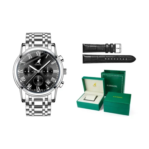 KANGOL Кварцевый механизм стальной ремешок мужские часы черный циферблат
