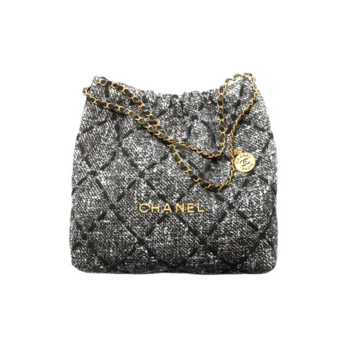 CHANEL 22K Осенний и Зимний 22Bag Саржа Шерсть Тоут Сумка Сумка для покупок Сумка Сумка через плечо Женская Серый