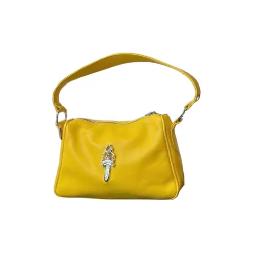 Chrome Hearts Коровья кожа Курица Китайская медная монета Сумка Сумка под подмышкой Плечевая сумка Маленькая Женская Лимонно-желтая