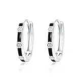 Чёрное кольцо, простое, сережки-кольца [1 пара]