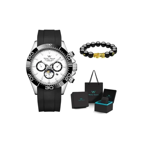 Welly Merck Автоматический Механический Механизм Резиновый Ремешок Часы Мужские Черный Циферблат