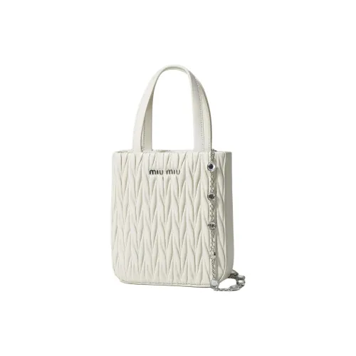 MIU MIU Кожа Тоут Сумка Сумка для покупок Сумка на плечо Сумка Женская Экрю