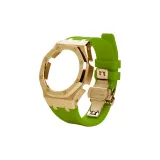 Золото, песочный, чехол для часов, светло-зеленый ремешок