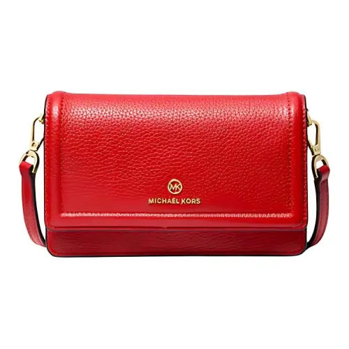 MICHAEL KORS Jet Set Litchi Grain Leather Crossbody Bag Small Women's Red