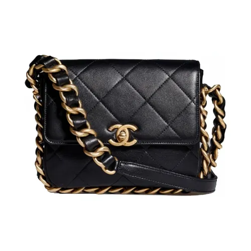 CHANEL 21K Winter Овчина Camera Сумка Одно плечо Ручная сумка Сумка через плечо Средний Женские Черный