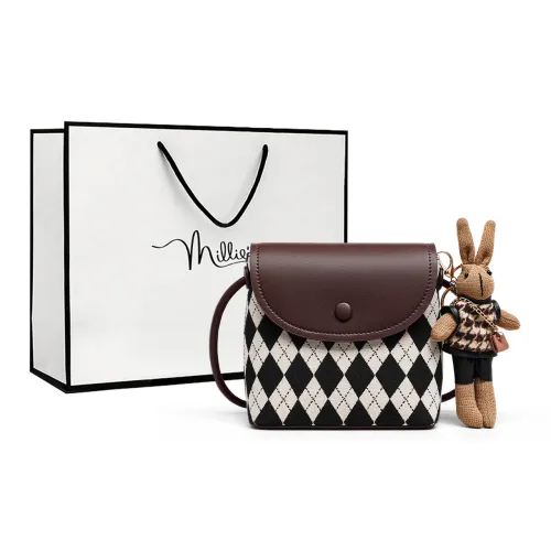 MILLIE'S Сумка через плечо из ткани ведрообразная сумка женская шахматная доска кофе