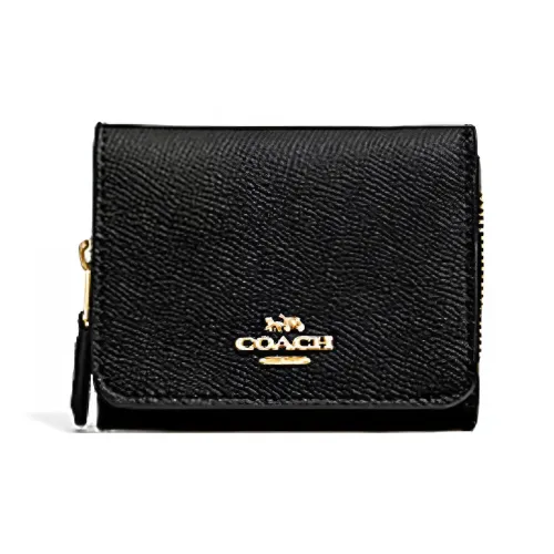 COACH Trifold Wallet Кожаный Клатч Кошелек Женский Черный