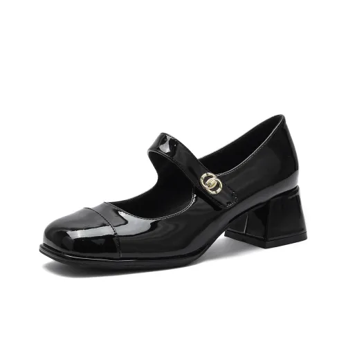 QITUMAUL Туфли Мэри Джейн с грубым каблуком 4,5 см женские