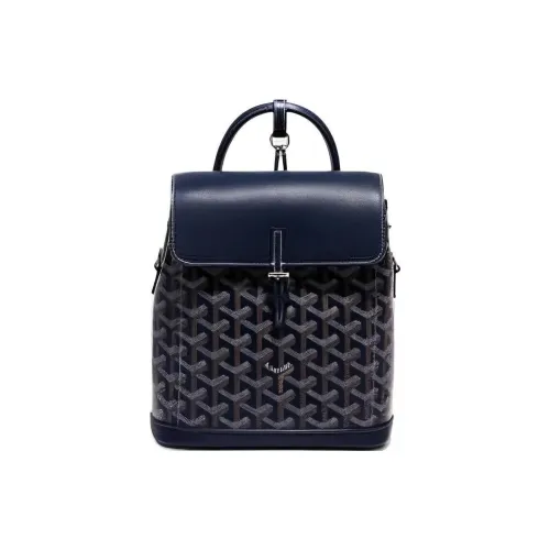GOYARD Canvas Leather Backpack Mini Women's Navy Blue