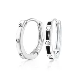 Кольца-серьги Черный Серебряный Без рисунка [1 пара]