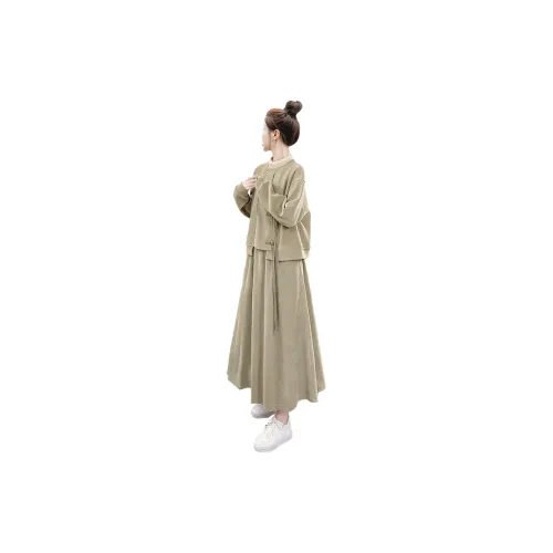 Cypress House Комплект с юбкой Женские Хаки Серый