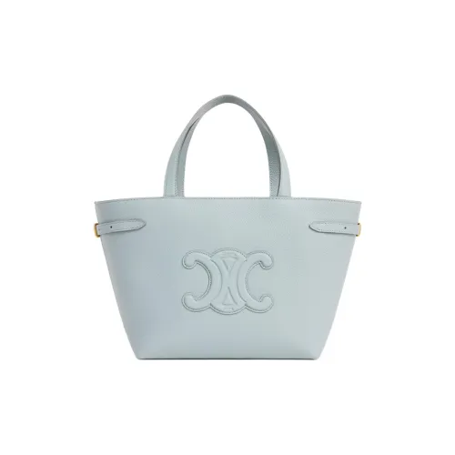 CELINE Cuir Triomphe Телячья кожа Тоут Сумка Сумка для покупок Сумка через плечо Сумка Мини Женская Ледяной синий