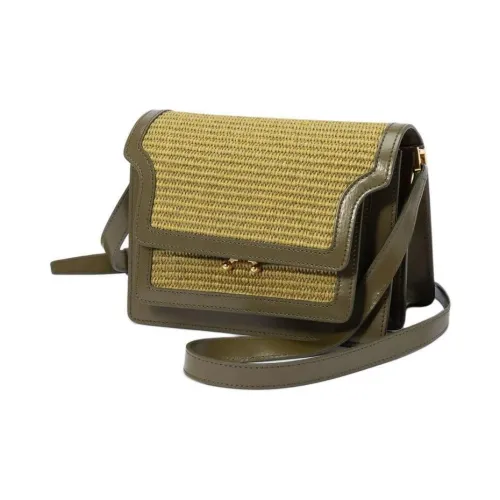 MARNI Телячья кожа Аккордеонная сумка Сумка через плечо Сумка на плечо Средний Женский Коричневый Желтый