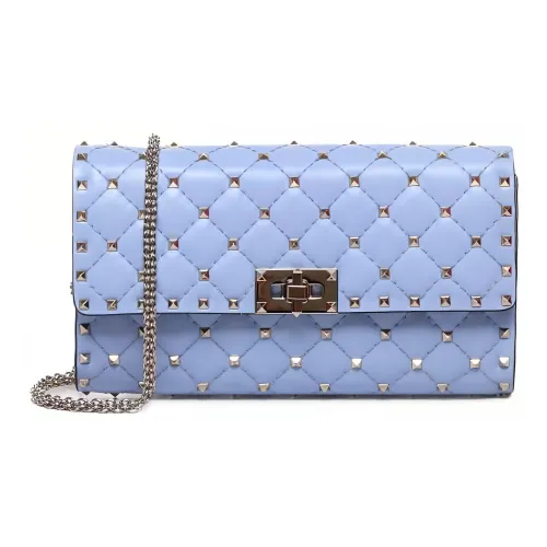 Valentino ROCKSTUD SPIKE Напповая кожа Сумка через плечо Женская Синяя