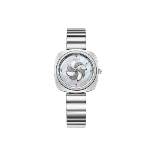 SAGA Кварцевый механизм ремешок из нержавеющей стали женские часы белый циферблат