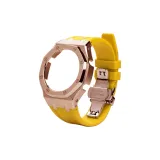 Розово-золотые шлифованные чехлы для часов с желтыми ленточками