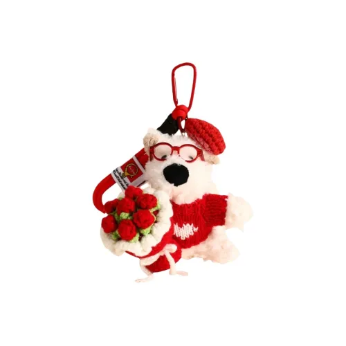 MDH Cute Handheld Букет Вест-хайленд Белый Терьер Креативный Брелок Пара Куклы Плюшевый Брелок 12 см Рекомендуемая высота