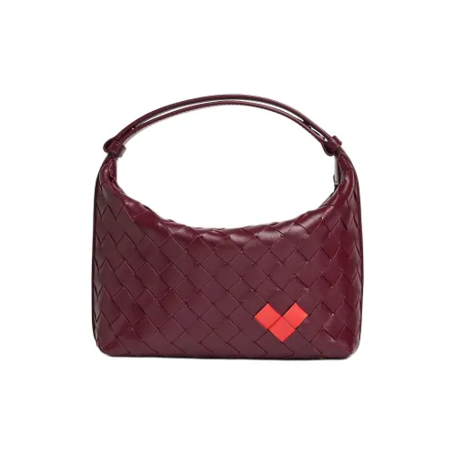 Bottega Veneta Wallace Коровья кожа Сумка Женские Barolo Burgundy Ярко-красный