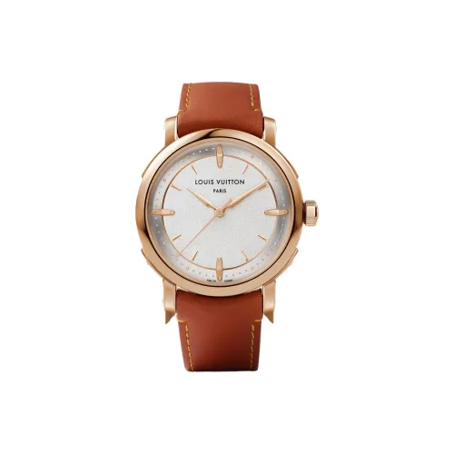 LOUIS VUITTON Часы Автоматический Механический Механизм Коровья Кожа Ремешок 39 мм Белый Циферблат Унисекс