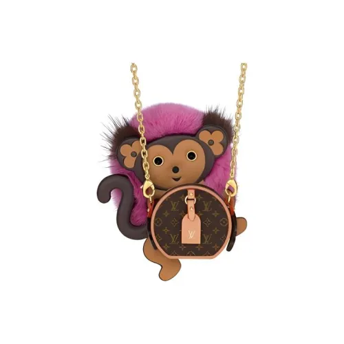 LOUIS VUITTON Холст с кожей Ожерелье Сумочка для украшений Женские Коричневый